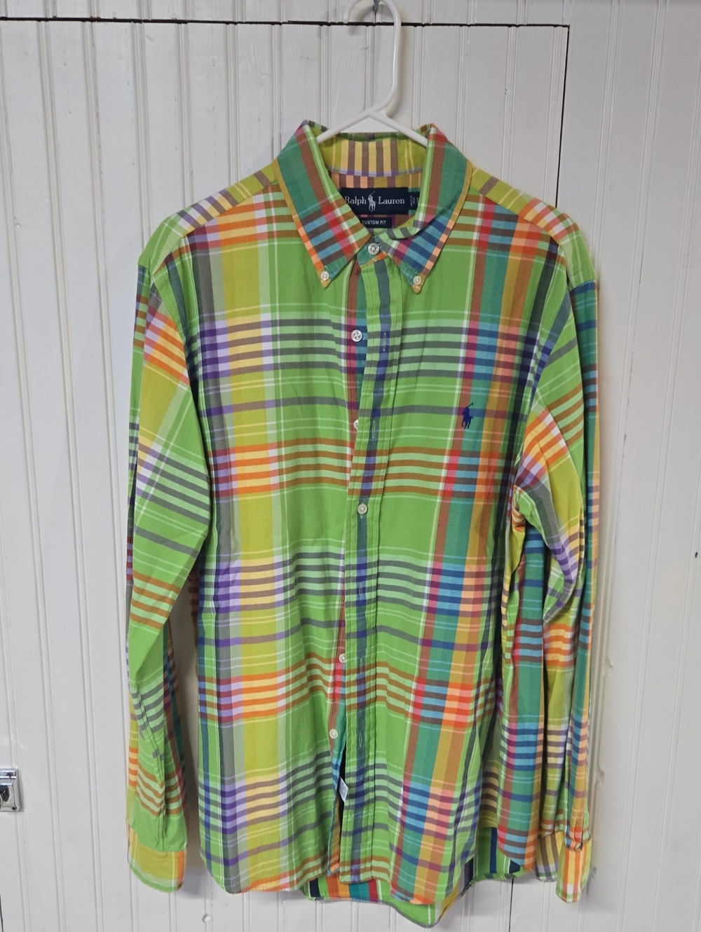 Ralph Lauren Bright Green Multi-Stripe Plaid Button-Down Shirt